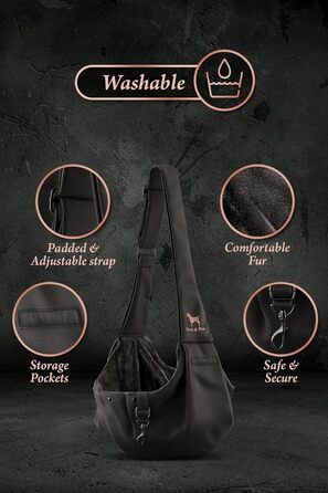 Транспортувальна сумка для собак Noah & Paw до 5 кг з регульованим ременем та м'яким хутром, подвійний захист, преміум-тканина Twill