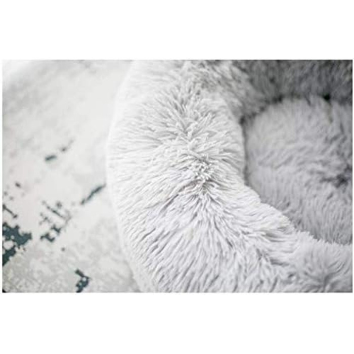 М'яке ліжко-софа для собак Deluxe, кругла, з плюшу, 60 см, світло-сірий колір. Підходить для великих і екстра-великих собак та котів. З водонепроникною основою. Легко миється.