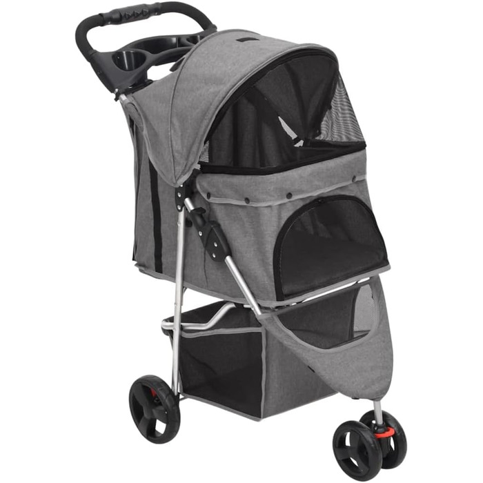 Складаний візок для собак vidaXL 80x46x98 см, сірий, оксфордська тканина