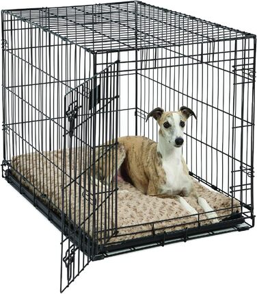 М'яке ліжко для домашніх тварин Midwest Homes for Pets QuietTime Deluxe Mocha Ombre Swirl, розмір M/L, машинне прання, антиковзаюча підкладка, для кліток 91 см (Мокко, 73 x 50 x 7 см)