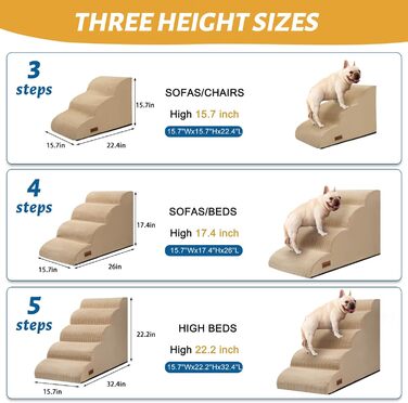 Сходинка для собак та котів Stufige, 3 сходинки, 40 см, колір хакі