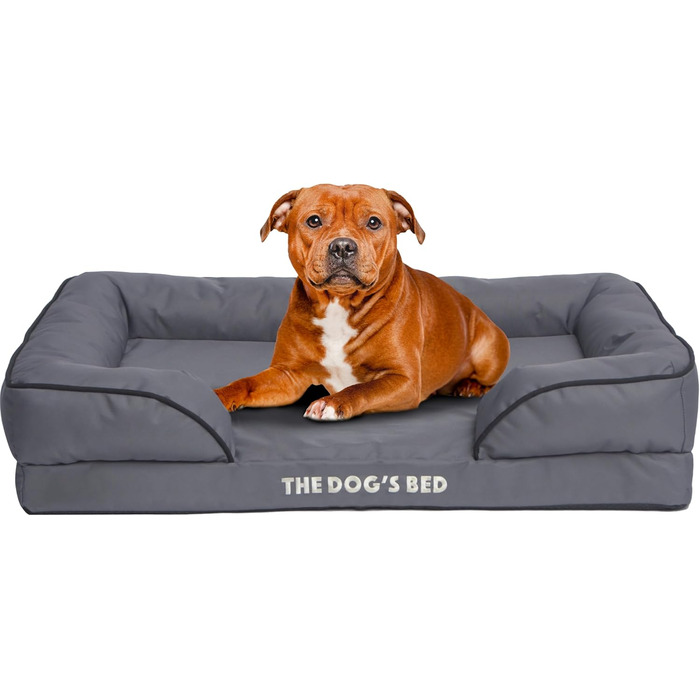 Ортопедичне лежанка для собак з ефектом пам'яті, велика, сіро-срібна, водовідштовхувальна, знімні чохли