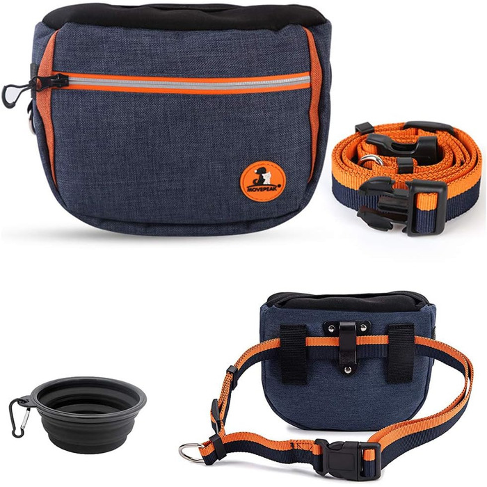 Сумка для ласощів для собак з інтегрованим мисником, для зручного транспортування іграшок, смаколиків та тренувального обладнання, 4 способи носіння (Блакитна)