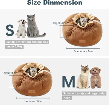 Кругле ліжко для котів та собак Galatée, м'яке та затишне, з антиковзною основою (M, коричневе)