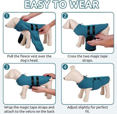 Теплий флісовий жилет для собак Пузаукал: зручний одяг для маленьких та середніх собак, жилетка для собак, тепла сорочка для собак, жилет для котів та собак, колір Павич