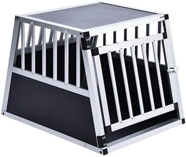 Транспортна переноска для собак Home Deluxe SKITO - M, 69x54x50 см, Алюміній/MDF, Срібно-чорний