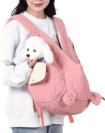 Рюкзак для собак та котів Sghtil - зручний та вентильований, для маленьких собак, кошенят, цуценят. Ідеально для прогулянок, подорожей, кемпінгу, велопоїздок та шопінгу (рожевий)