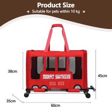 Дитяча коляска для тварин Galatée, сумка-переноска для собак та котів, складана переноска для подорожей, кемпінгу (червона)