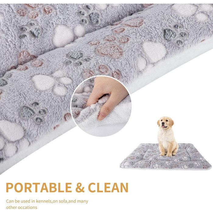 М'яка тепла підстилка для собак та котів з флісу, 69x52 см / 89x68 см, сіра лапка