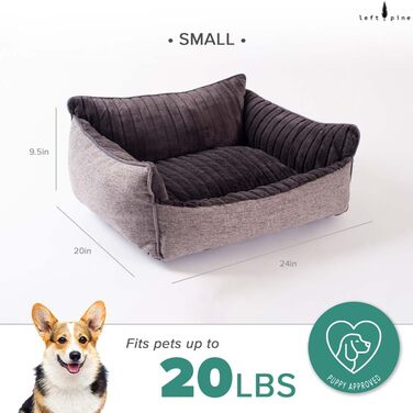 Ліжко-диванчик Deep Edge для собак, оксамитова м'яка модель з валиком для шиї, підняті бортики, подушка з Memory Foam, екологічна наповнювач, неслизьке, можна прати в машині (маленьке)