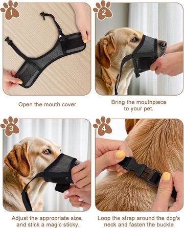 Майка-намордник для собак, м'який Air-Mesh, для малих, середніх та великих собак, проти гавкіту, кусання, дихаючий, можна пити, регульована стрічка, підходить для німецької вівчарки, Хаскі