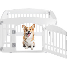 Клітка-манеж для собак, 61 см, 4 панелі, з дверцятами, білий пластик. Зручна та портативна клітка для цуценят та маленьких собак