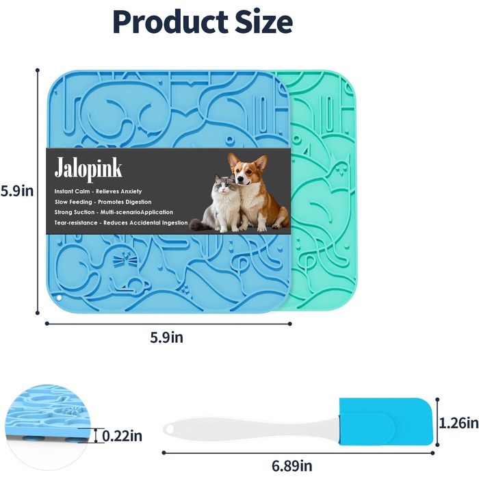 Силіконові килимки для котів та собак 2 шт. - повільне годування, проти ковзання, Bau+Grün-US