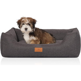Ліжко для собак Knuffelwuff Lotte XXL 120x85 см, велюр, знімний чохол, сіре, для великих, середніх і малих собак, пране