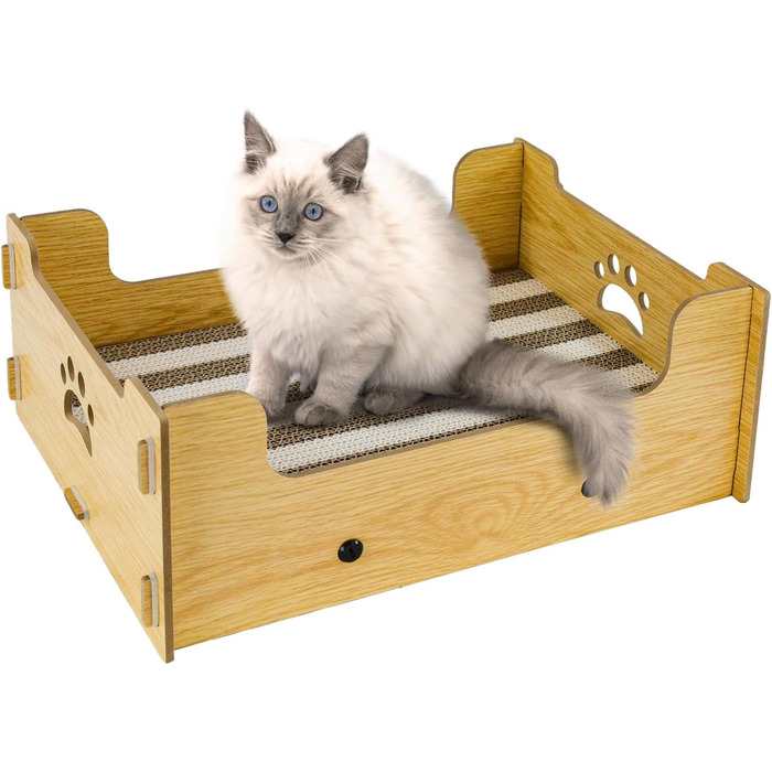 Килимок-крісло для котів з гофрокартону, великий розмір XXL, жовто-білі смуги, 38,5x30x15,5 см