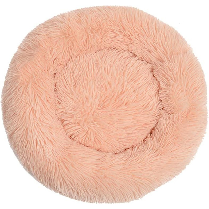 Кругле ліжко для собак та котів Chickw1, тепле м'яке ліжко-пончик, миється, не слизьке, для маленьких, середніх та великих собак (70см, бежево-рожеве)
