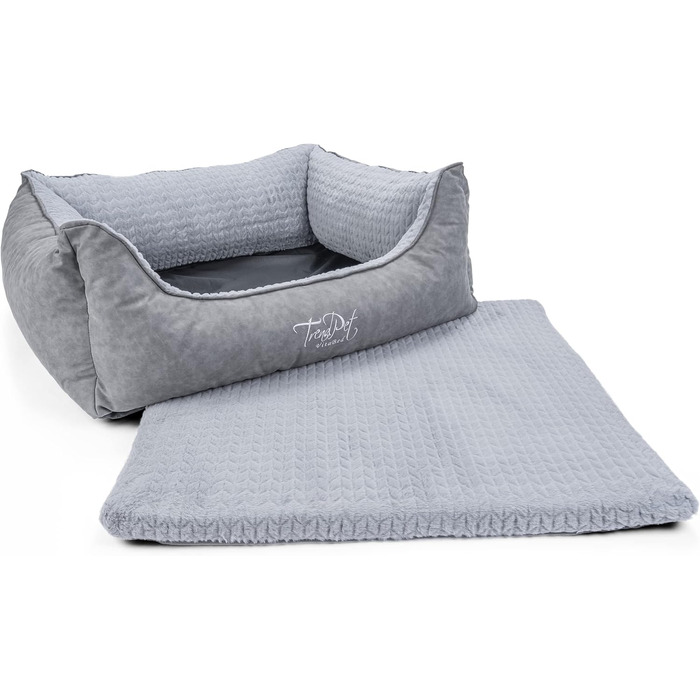 TrendPet VitaBed Style - ортопедичне ліжко для собак, штучна шкіра, плюшеве всередині (80x70 см, сірий)