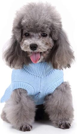 Світшот для маленьких собак, в'язаний одяг для котів, теплий зимовий одяг для кошенят, цуценят, розмір XS, світло-блакитний, X-Small