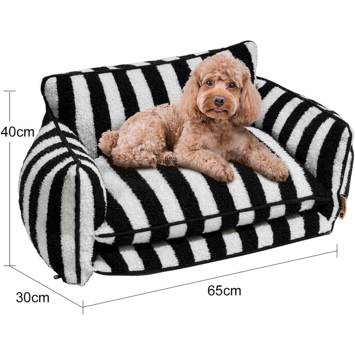 Крісло-лежанка для собак, лежанка для тварин, миється, м'яке ліжко для собак, подушка для собак, диванчик для собак (M-65x40x30см, чорно-білий)