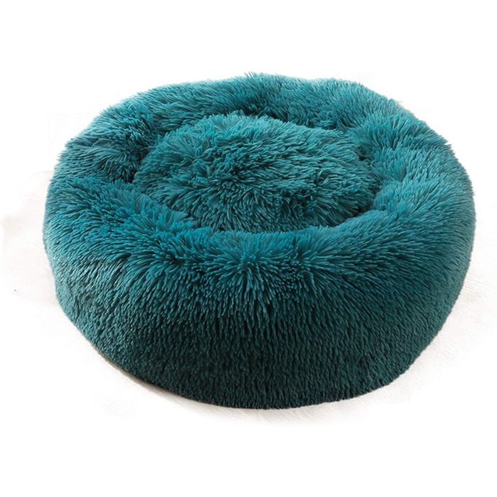 М'яке ліжко для собак та котів PETCUTE, кругленьке, флісове, миється, темно-зелене (M)
