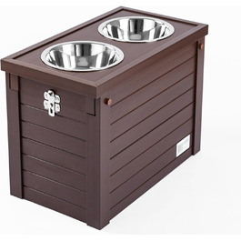 Підвищена годівниця для собак New Age Pet ECOFLEX з двома мисками з нержавіючої сталі та контейнером для зберігання з розсувною кришкою