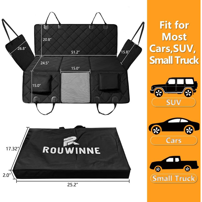Захисний чохол на сидіння для собак Beerte, жорстка основа, 600D, водонепроникний, стійкий до подряпин, неслизький, з сіткою та кишенею для зберігання, для автомобіля