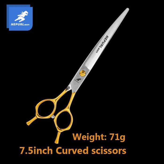 Професійний набір ножиць для грумінгу домашніх тварин 19,1 см (прямі, зігнуті, для вирівнювання), сталь VG10