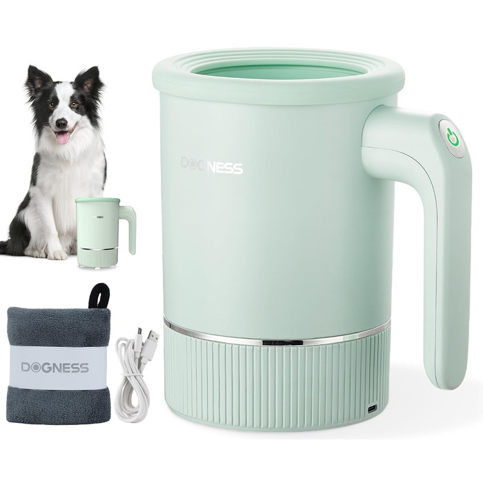 Автоматичний очищувач лап для великих собак DOGNESS, очищувач лап з силікону, Type-C, USB швидка зарядка, 360° очищувач лап для собак для масажу та догляду за брудних кігтів (Зелений)