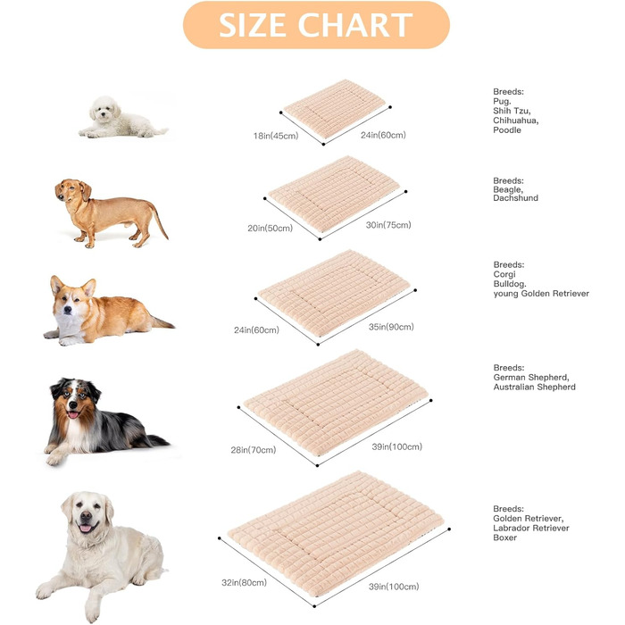 М'яке ортопедичне ліжко для собак BVAGSS, 90x60 см, кольору абрикос. Зручна лежанка для собак маленьких, середніх та великих порід. Легко миється, з антиковзким дном.