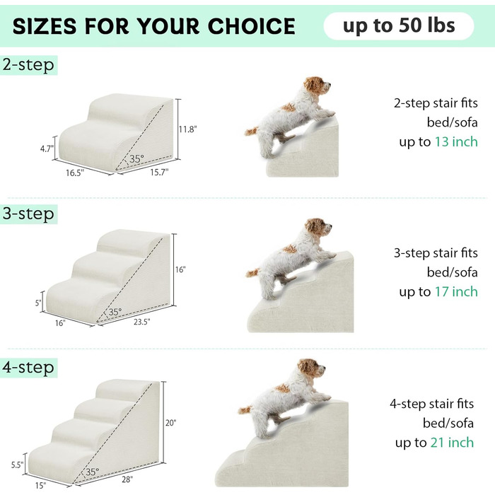 Сходинки для собак: 4 сходинки, для високих ліжок та диванів, з антиковзким покриттям, знімний чохол, фіолетовий (2-ступеневі, фліс, бежевий)