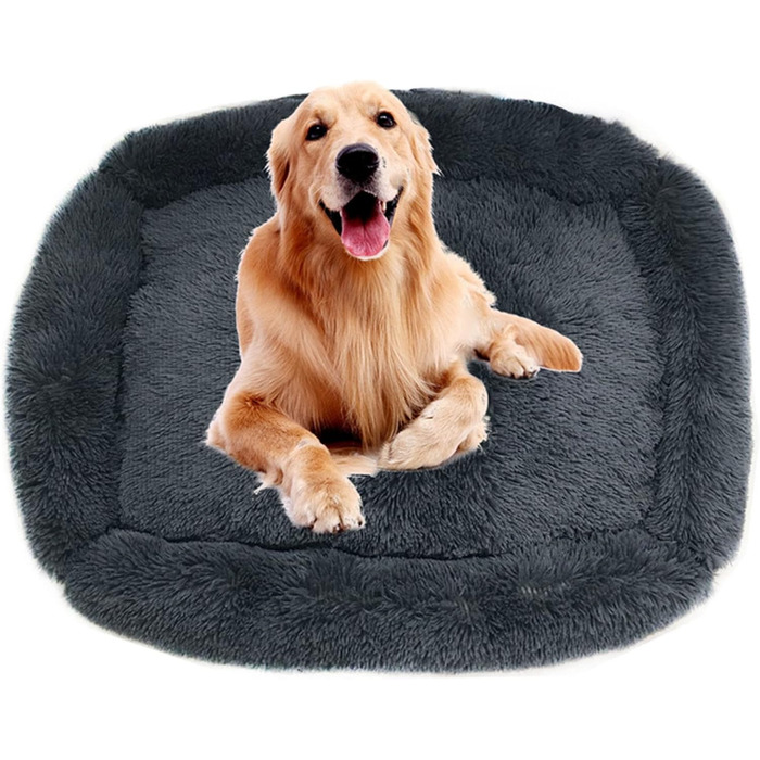 Крісло-ліжко для собак велике, м'яке, з плюшу, тепле, зручне, для малих, середніх та великих собак (L, 80 x 70 x 18 см, блакитний)