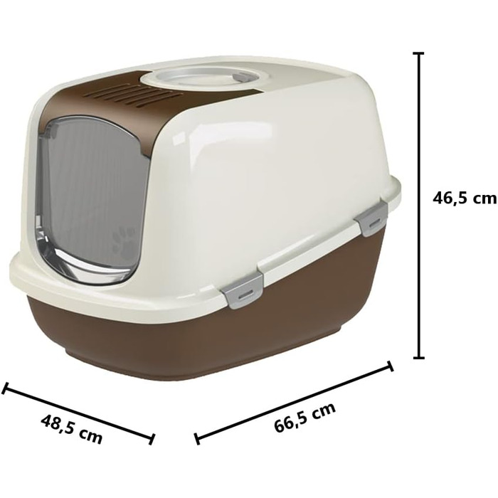 Туалет для котів PeeWee XXL EcoDome з кришкою, закритий котячий туалет з 3 кг деревних гранул, коричнево-слонової кістки