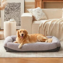 Крісло-лежанка для собак великих порід, XXL, світло-сіре, 106x76x20 см, знімний чохол, неслизьке, з підковою для шиї