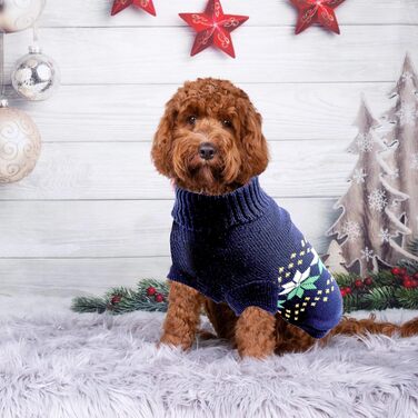 Теплий в'язаний пуловер для собак Rokragen Wepenherz, зимовий одяг для малих та середніх собак (Yorkie, Spitz, Schnauzer), колір navy, розмір S