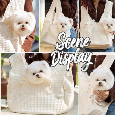 PETCUTE Сумка-переноска для собак та котів, зручна та безпечна, з регульованим ременем та знімним дном, бежева