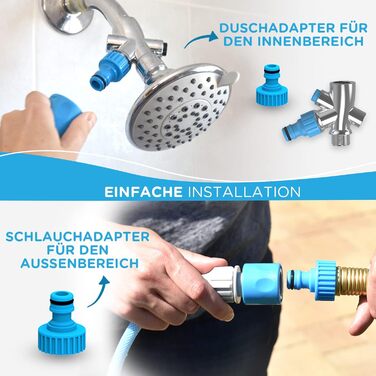 Насадка для миття та душу для собак Aquapaw | Швидке та легке миття, масаж та догляд за тваринами в приміщенні та на вулиці | Включає шланг та скребок для собак - блакитний