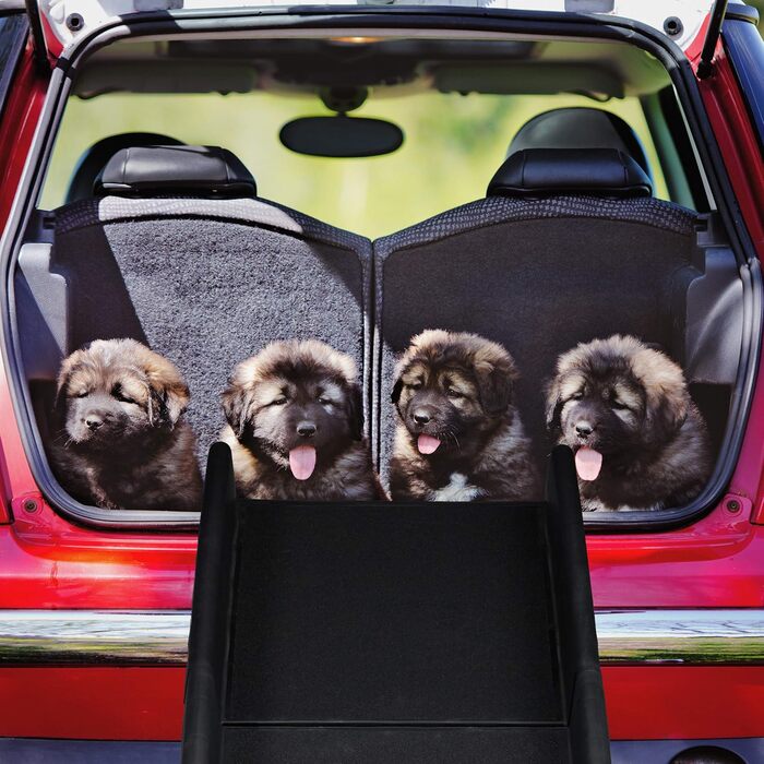 Рампа для собак Relaxdays, складна, антиковзка, для завантаження в багажник, до 90 кг, пластик, 156x40 см, чорна