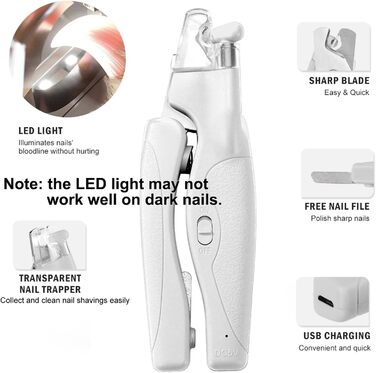 Професійний триммер для нігтів домашніх тварин з LED-підсвічуванням: для собак та котів середніх та маленьких порід, з високоякісною заточкою та пилочкою