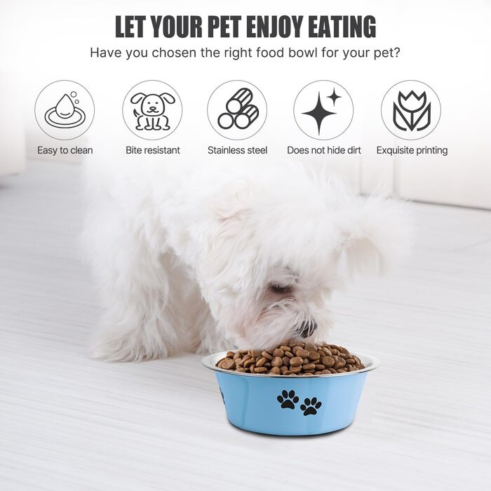 Набір мисок для собак та котів SUOXU з нержавіючої сталі (1560 мл, 2 шт.), з антиковзною основою, для великих, середніх та маленьких порід - (Блакитний, S-860 мл)