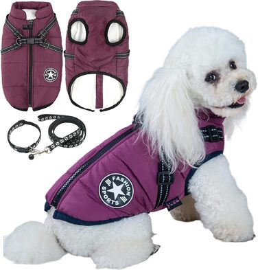 Водонепроникна куртка для собак Winter War з повідком, 2026, для маленьких та середніх собак (зелена, фіолетова, 4XL)