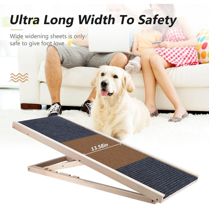 Дерев'яна рамка для тварин, регульована висота, для автомобіля, собак, з антиковзким покриттям, безпечна, для подорожей, 100x40 см, висота 30-60 см