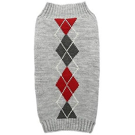 Светр для маленьких собак Argyle сірий, розмір XS, довжина спини 22,9 см