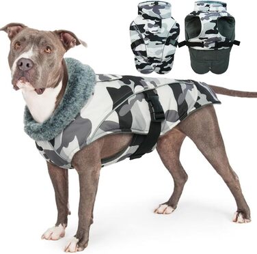 Водонепроникний теплий зимовий одяг для собак - куртка, комбінезон, халат (білий, камуфляж, 2XL)