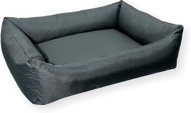 Водонепроникне собаче ліжко 4L Textil Koko для великих собак, корзина, знімний та пральний чохол, подушка, графіт (80x60 см, сірий)