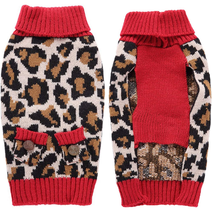 Теплий зимовий пуловер для собак з леопардовим принтом, для дівчаток та хлопчиків, великих, середніх та маленьких порід