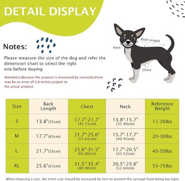 Водонепроникний дощовик для собак, світловідбиваючий, з капюшоном, регульований, для маленьких, середніх та великих собак, XZ015 (зелений, S)