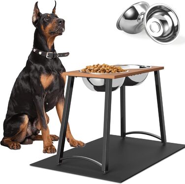 Підвищені годівниці для собак великих та надвеликих порід, з нековзною основою, об'єм 2.863 мл (46 см), коричневий колір.