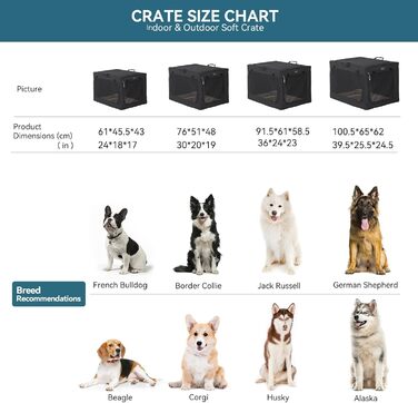 Складана транспортна будка для великих собак Petsfit, чорна, з міцними сітчастими вікнами та плюшевим матрацом, регульований дизайн для дому та подорожей
