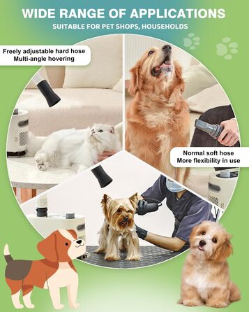 Фен для собак Mxmoonant 3000W з регулюванням швидкості та температури, з подовжуваним шлангом та великою насадкою, з рушником