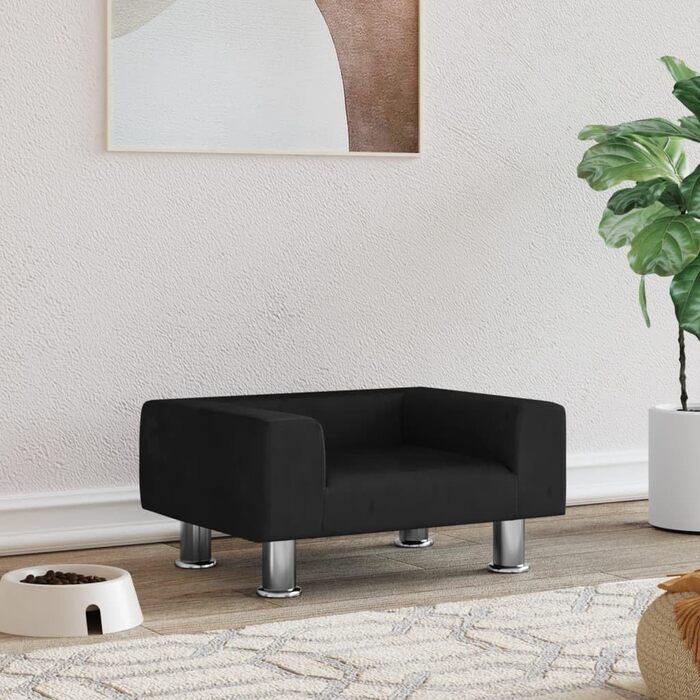 Килимок для собак та котів, м'яке ліжко для домашніх тварин, чорний велюр, 50x40x26.5 см